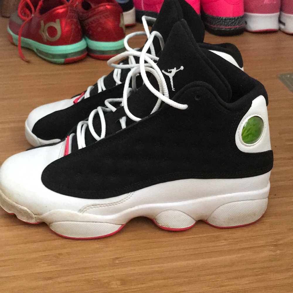 Jordan 13’s. Comfy. Youth 5.5 fits women 7-7.5.